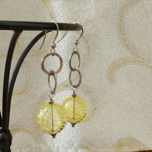 Vintage 80s Sterling Silver Blown Glass Bubble Earrings